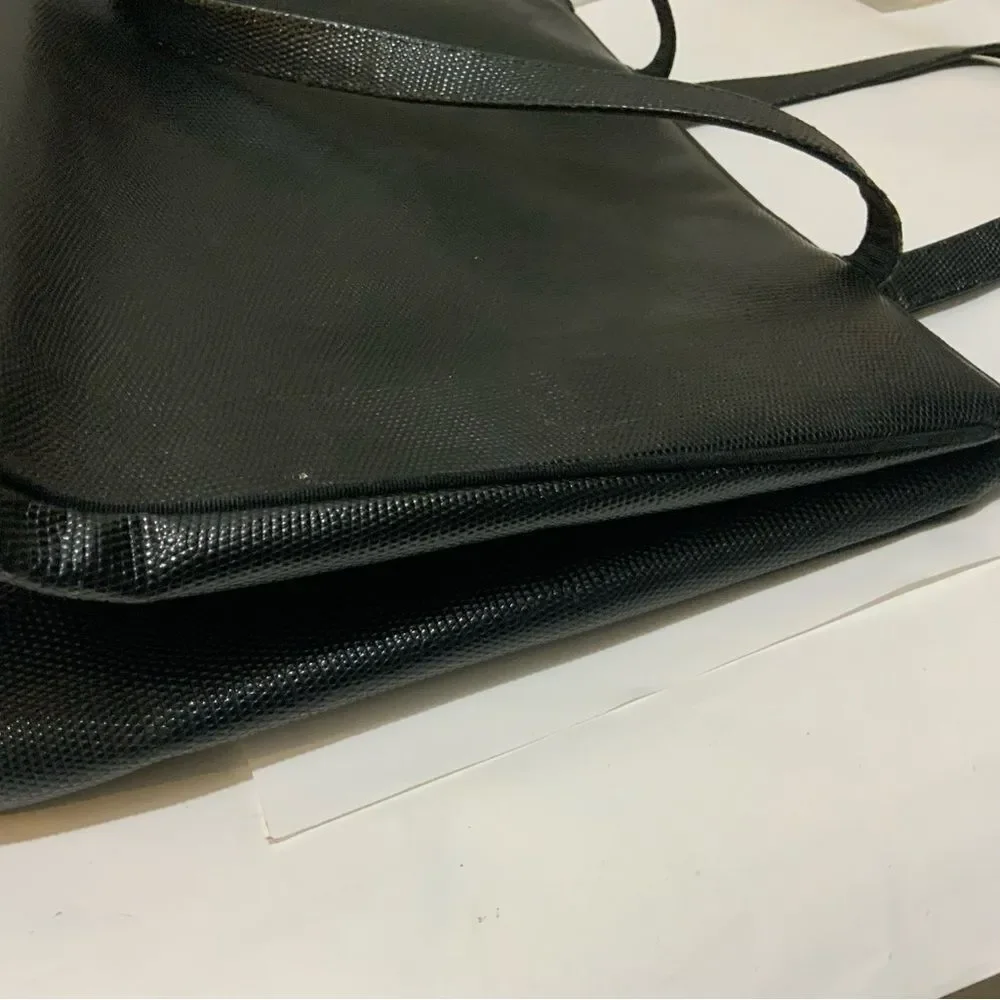 Vintage Salvatore Ferragamo Tote Bag Embossed Leather Black  Authentic
